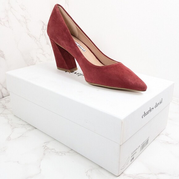 NEW Charles David Womens Arsenal Pointed Toe Suede Pump Mulberry Red 6M - Picture 8 of 11